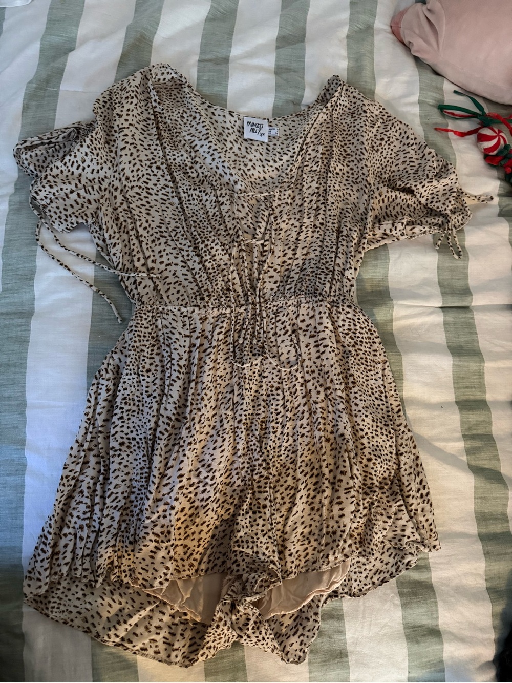 Princess Polly Beige and Black Spotted Romper